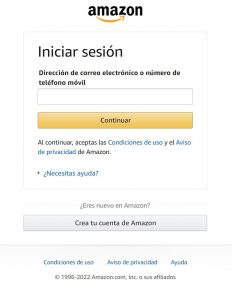 Inicio sesión Amazon