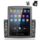 Android Double Din GPS Navigation Car Stereo, 9.7'' Vertical Touch Screen 2.5D Tempered Glass Mirror Bluetooth Car Radio with Ba
